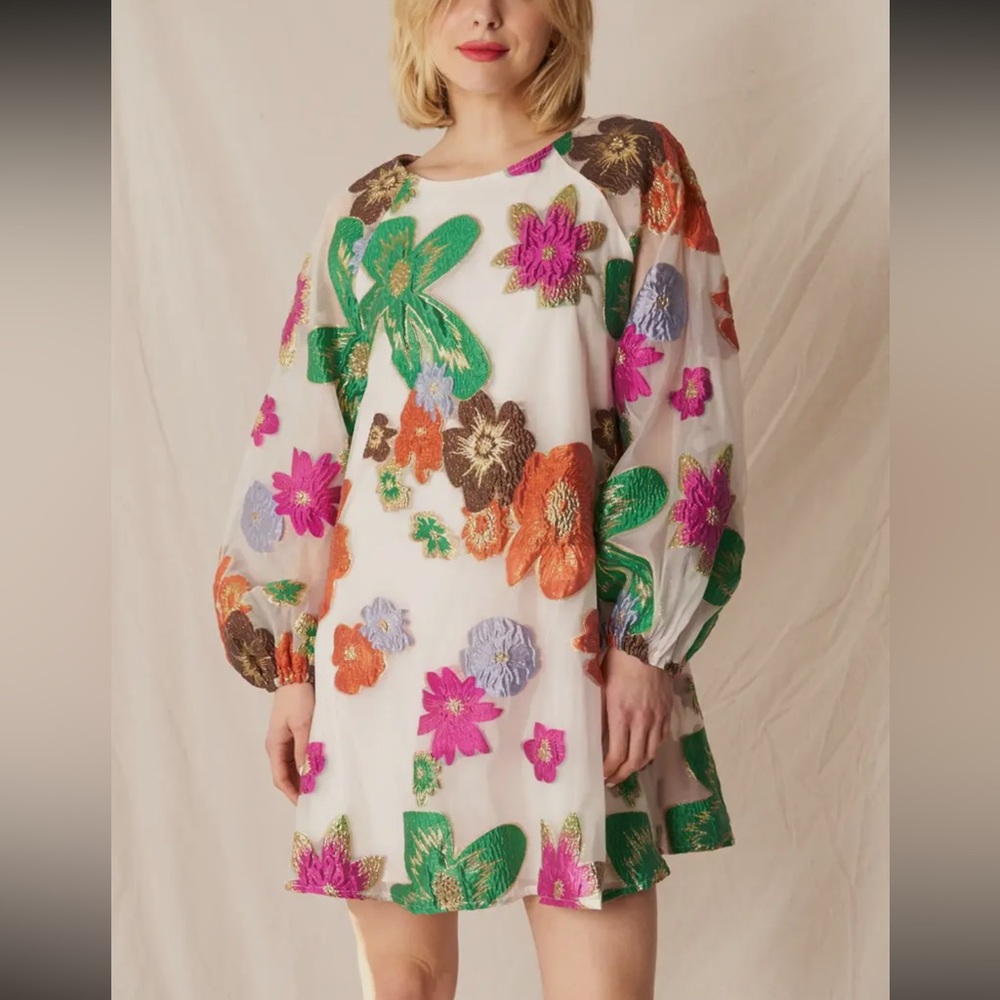 Bubble flower organza textured dress - Picture 3 of 6